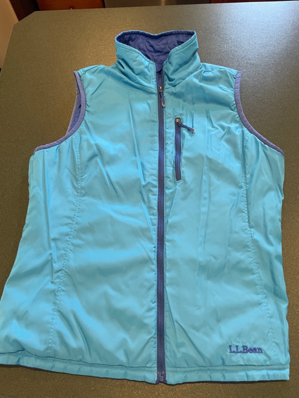 L.L. Bean Quilted Royal Blue Sleeveless Zip Vest - Picture 4 of 6